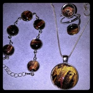 One of a Kind Handpainted Sterling Silver Necklace
